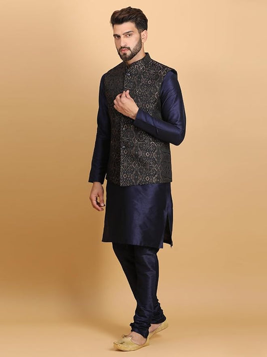 Men's Kurta Churidar Pyjama with Nehru Bandhgala Jacket
