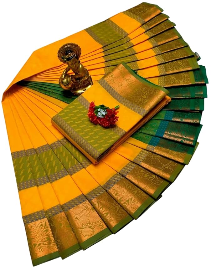 Elegant Poontamizh Saree with Rich Golden Zari Border