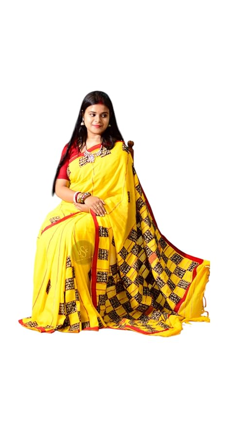 Couple Set Cotton Applique Work On Both Saree and Kurta Combo