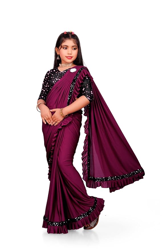 Girls Ready to Wear Embellished Bollywood Blend Saree