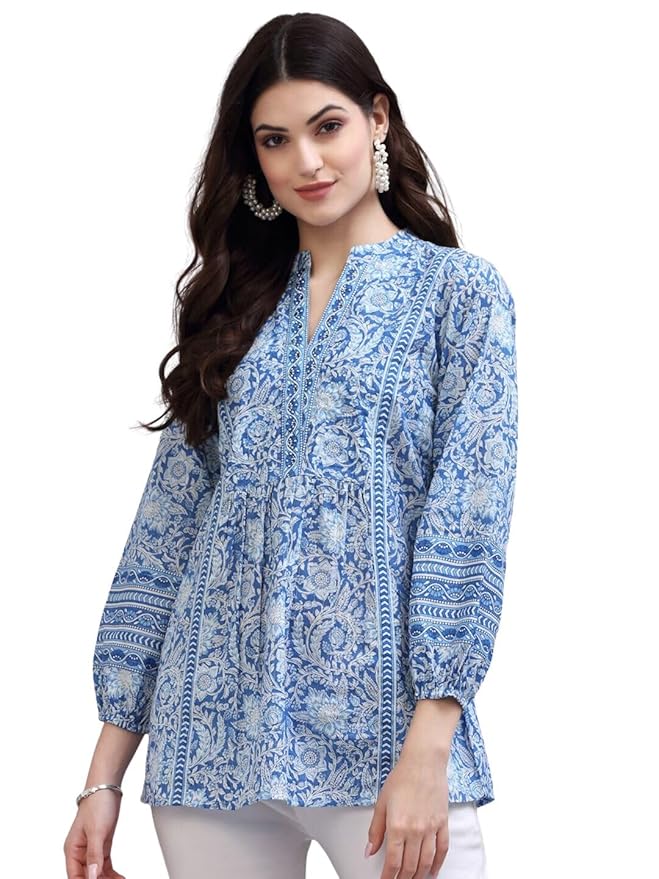 Women's Floral Printed Cotton Regular Fit Top