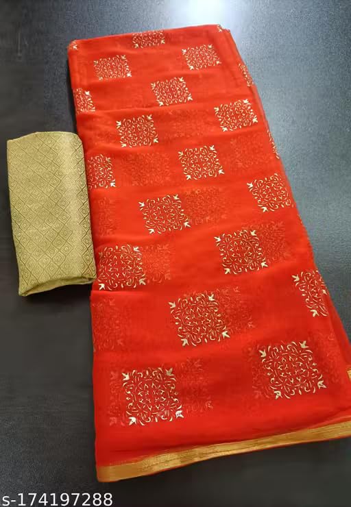 Printed Chiffon Saree with Separate Art Silk Zari Woven Blouse Piece_Tanush_Parent_17