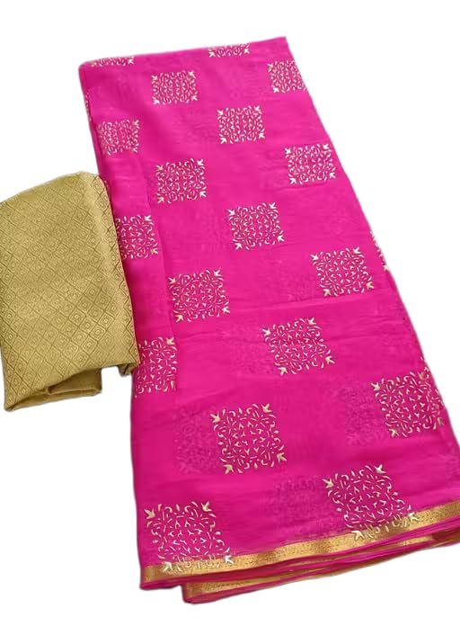 Printed Chiffon Saree with Separate Art Silk Zari Woven Blouse Piece_Tanush_Parent_17