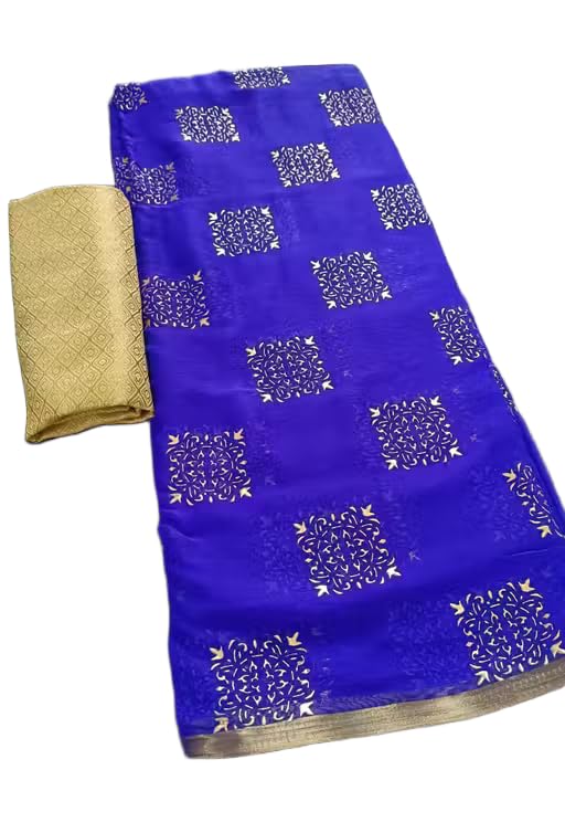 Printed Chiffon Saree with Separate Art Silk Zari Woven Blouse Piece_Tanush_Parent_17