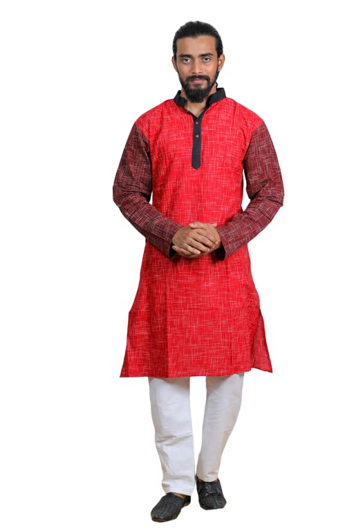 Couple Set Women and Men Handloom Pure Cotton Matching Combo Couple Dress Saree and Kurta.