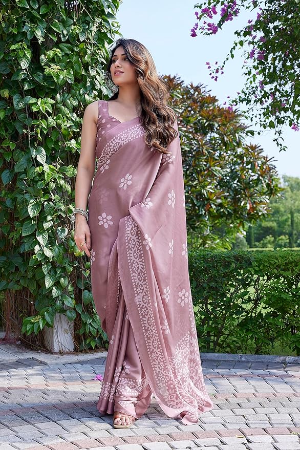Women's Latest Chiffon Batik Printed Saree with Blouse Piece