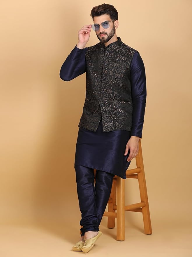 Men's Kurta Churidar Pyjama with Nehru Bandhgala Jacket