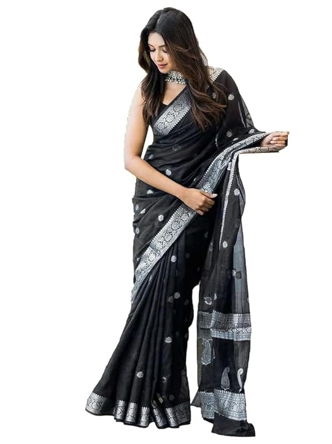 Women's Banarasi Silk Saree Pure Silk Saree With Unstitched Blouse Piece