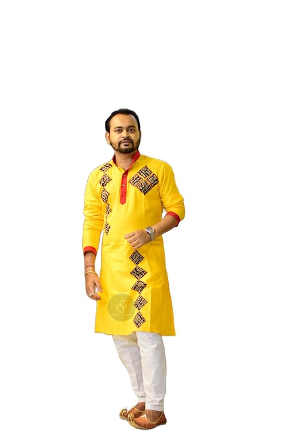 Couple Set Cotton Applique Work On Both Saree and Kurta Combo