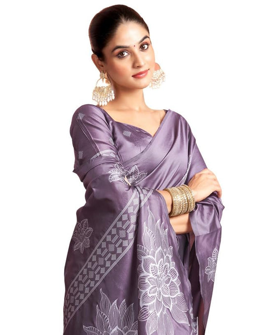 Women's Kanjivaram Soft Silk Saree Pure Silk Saree With Unstitched Blouse Piece