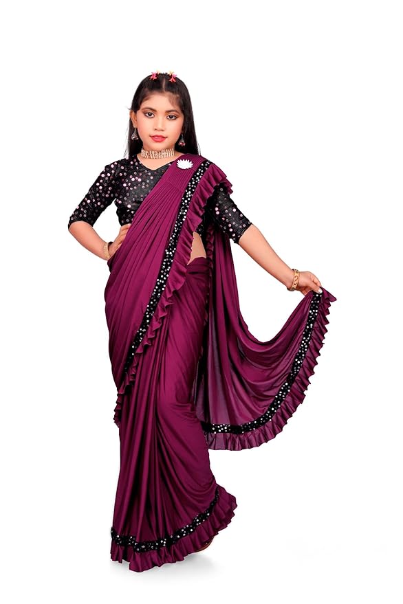Girls Ready to Wear Embellished Bollywood Blend Saree