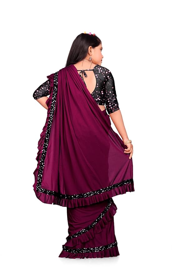 Girls Ready to Wear Embellished Bollywood Blend Saree