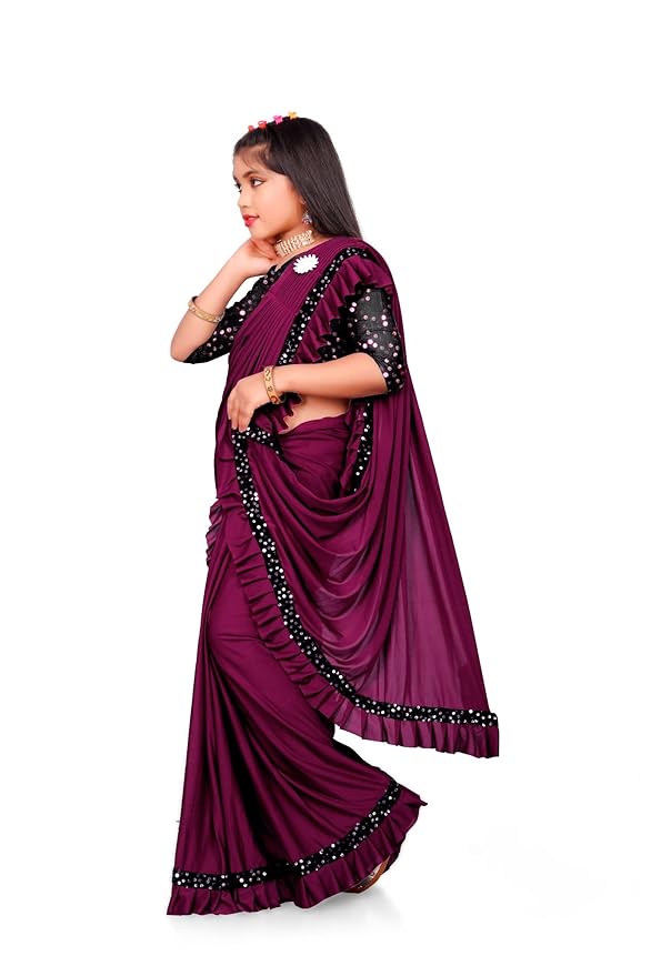 Girls Ready to Wear Embellished Bollywood Blend Saree